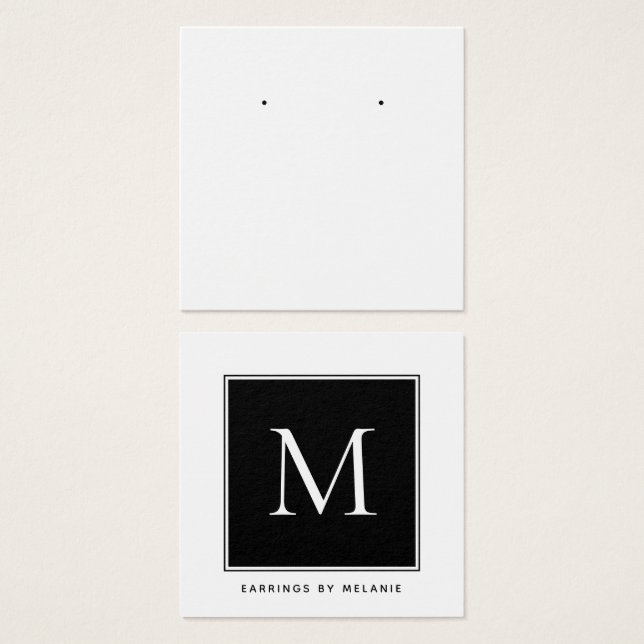 Business Monogram Earring Display Card (Front & Back)
