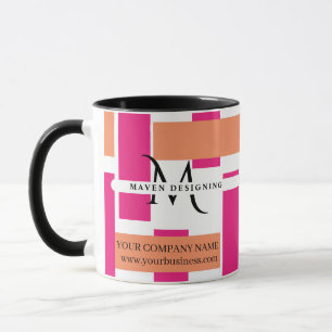 Business Monogram Feminine Stripe Pattern Mug