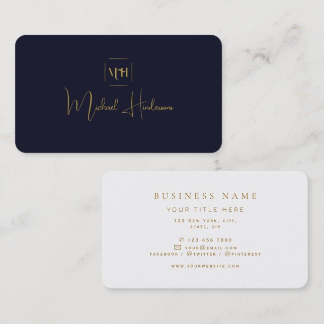 Business Monogram Minimalist Modern Professional Card (Front/Back)