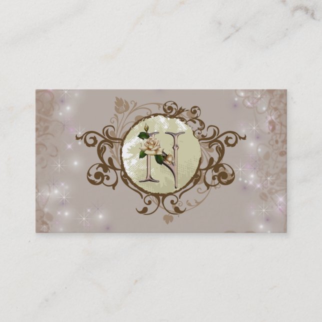 Business Monogram Rose Card N (Front)