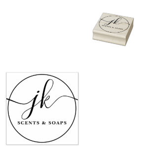 Business Monogram Script Logo Name Rubber Stamp