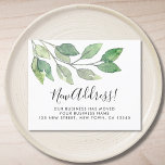 Business Moving Announcement Flyer<br><div class="desc">Let your customers know your new address with these flyers. They are decorated with minimalist watercolor greenery and stylish script typography. Easily customizable. Original Watercolor © Michele Davies.</div>