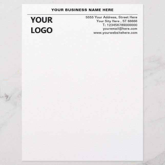 Business Name Address Logo Info Office Letterhead (Front)