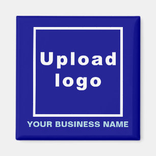 Business Name and Logo Blue Square Magnet