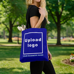 Business Name and Logo Blue Tote Bag