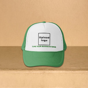 Business Name and Logo Green and White Trucker Hat