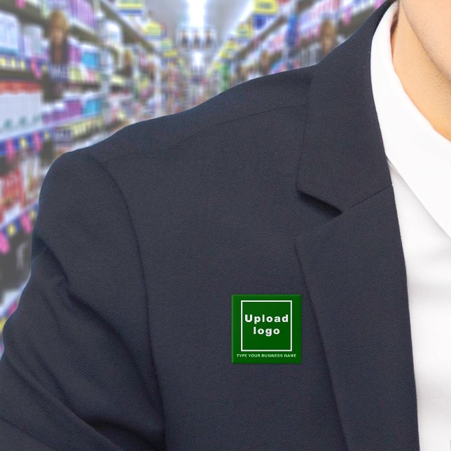 Business Name and Logo Green Square Button (Build brand name awareness. Your business name and logo on green square button.)