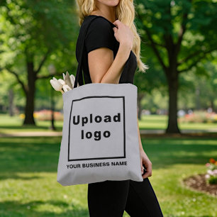 Business Name and Logo Grey Tote Bag