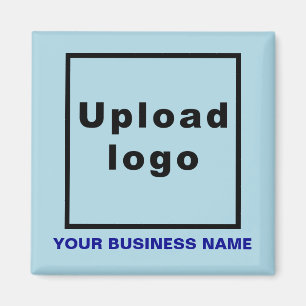 Business Name and Logo Light Blue Square Magnet