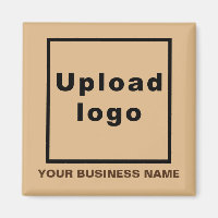 Business Name and Logo Light Brown Square Magnet