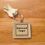 Business Name and Logo, Light Brown Square Premium Keychain<br><div class="desc">Silver coloured keychain that you can customize to put your business name and logo. You can include it in your promotional products, giveaway items or gifts to your customers or clients to promote your brand name. An accessory that you can include in your marketing materials to advertise your business. Customizable...</div>