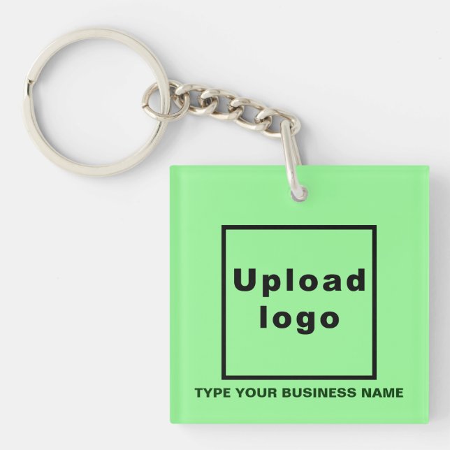Business Name and Logo Light Green Square Acrylic Keychain (Front)