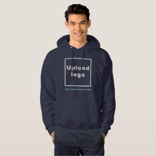 Business Name and Logo Navy Blue Hooded Sweatshirt