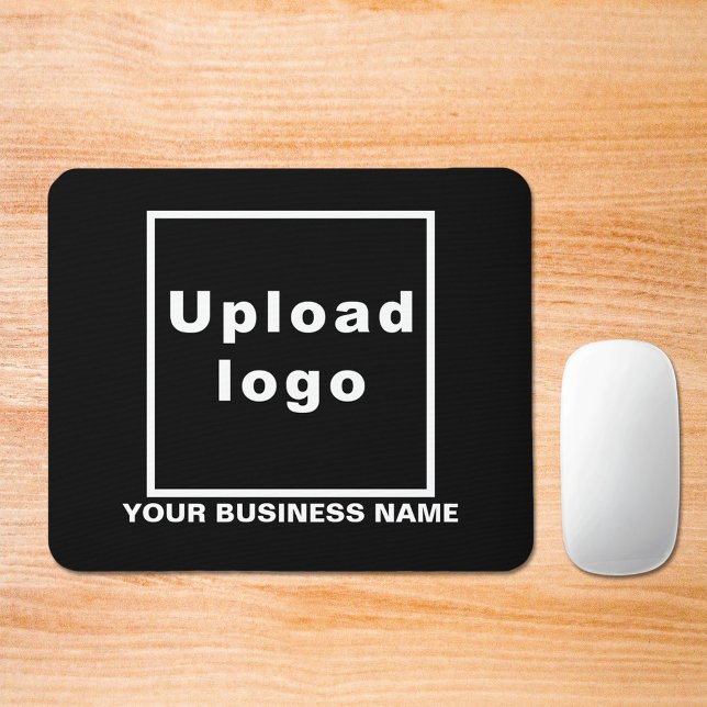 Business Name and Logo on Black Mouse Pad (Build brand name awareness. Your business name and logo on black mousepad.)