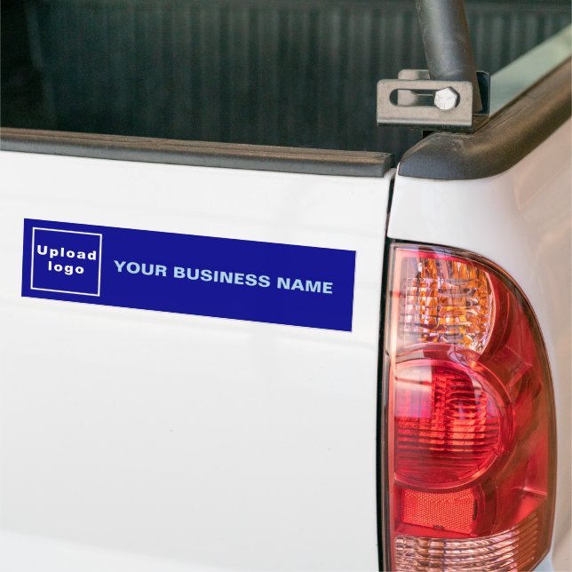 Business Name and Logo on Blue Bumper Sticker (On Truck)