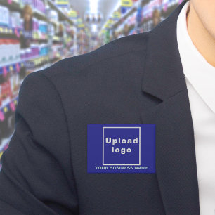 Business Name and Logo on Blue Rectangle Button