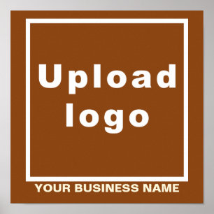 Business Name and Logo on Brown Square Poster