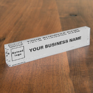 Business Name and Logo on Grey Acrylic Nameplate