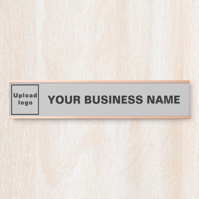 Business Name and Logo on Grey Long Hanging Door Sign (Front)