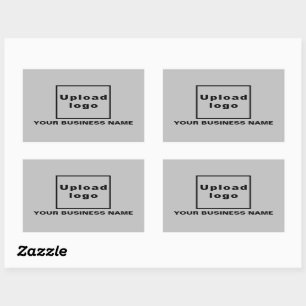 Business Name and Logo on Grey Rectangle Sticker