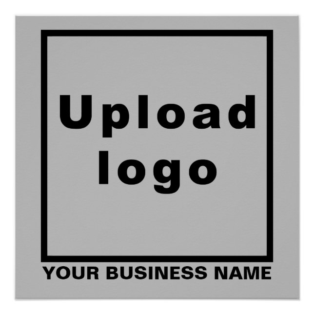 Business Name and Logo on Grey Square Glossy Poster (Front)