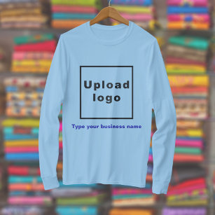 Business Name and Logo on Light Blue Long Sleeve T-Shirt