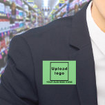 Business Name and Logo on Light Green Rectangle<br><div class="desc">Light green rectangle button that you can customize by typing your business name and uploading your business logo. Customize it and use it as a uniform accessory to advertise your business or to promote your brand name to customers or clients. Customizable accessory that you can use as marketing material to...</div>