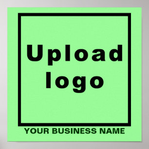 Business Name and Logo on Light Green Square Poster