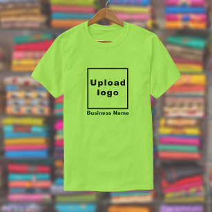 Business Name and Logo on Lime Green T-Shirt