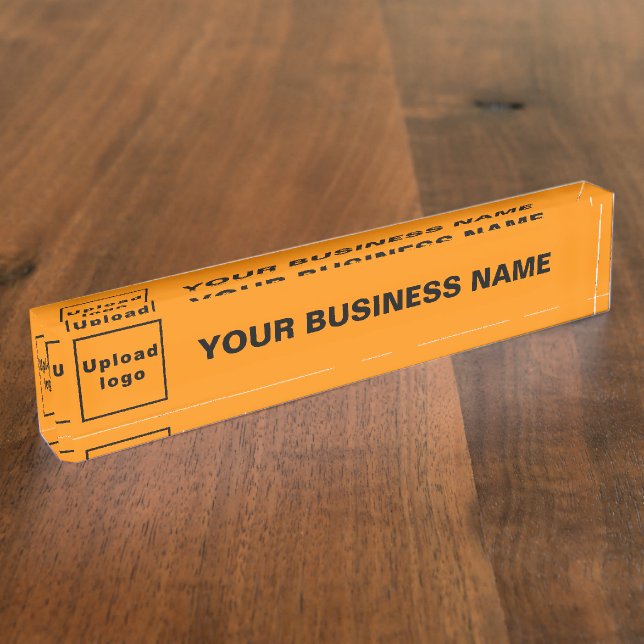 Business Name and Logo on Orange Colour Acrylic Nameplate (Side)