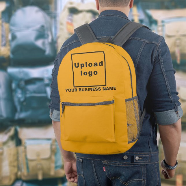 Business Name and Logo on Orange Colour Backpack (Build brand name awareness. Your business name and logo on orange color backpack.)