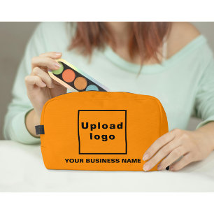 Business Name and Logo on Orange Colour Dopp Kit