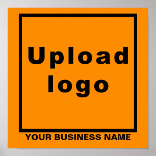 Business Name and Logo on Orange Colour Square Poster
