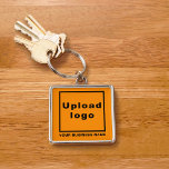 Business Name and Logo on Orange Square Premium Keychain<br><div class="desc">Silver coloured keychain that you can customize to put your business name and logo. You can include it in your promotional products, giveaway items or gifts to your customers or clients to promote your brand name. An accessory that you can include in your marketing materials to advertise your business. Customizable...</div>