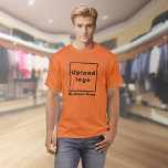 Business Name and Logo on Orange T-Shirt<br><div class="desc">Orange t-shirt that you can customize by typing your business name and uploading your business logo. You can include it in your promotional products, giveaway items or gifts to your customers or clients, a marketing strategy to advertise your business or to promote your brand. Customizable t-shirt that you can use...</div>