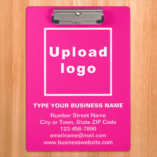 Business Name and Logo on Pink Clipboard