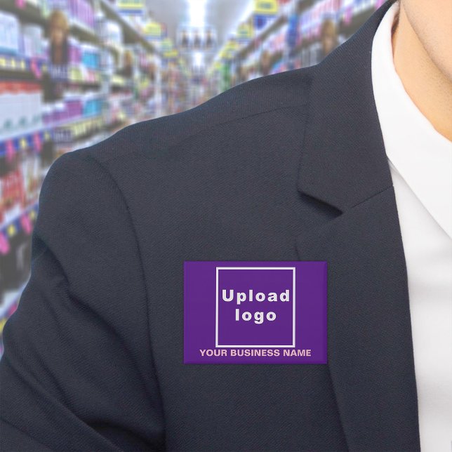 Business Name and Logo on Purple Rectangle Button (Business name and logo on purple rectangle button)