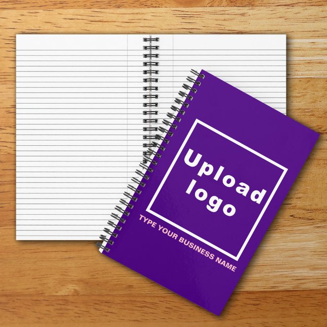 Business Name and Logo on Purple Spiral Notebook (Build brand name awareness. Your business logo and name on purple color cover of spiral notebook.)