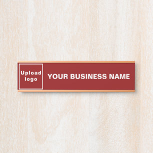 Business Name and Logo on Red Hanging Door Sign