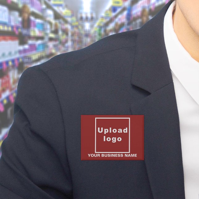 Business Name and Logo on Red Rectangle Button (Business name and logo on red rectangle button)