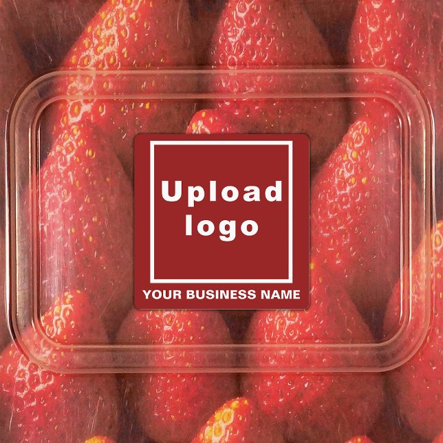 Business Name and Logo on Red Square Adhesive (Red square adhesive label with your business name and logo)