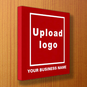 Business Name and Logo on Red Square Canvas Print