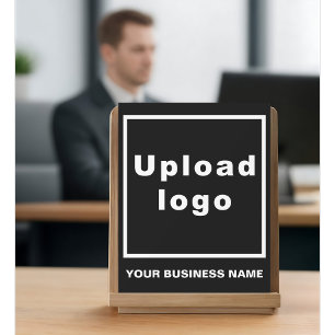Business Name and Logo on Small Black Acrylic Sign