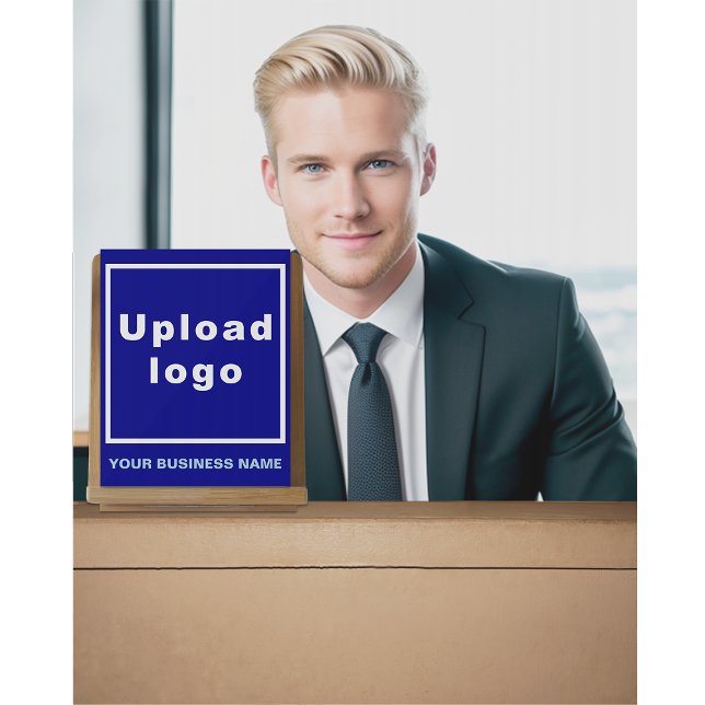 Business Name and Logo on Small Blue Acrylic Sign (Blue acrylic sign with your business name and logo)
