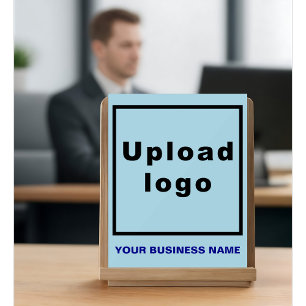 Business Name and Logo on Small Light Blue Acrylic Sign