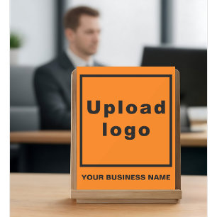 Business Name and Logo on Small Orange Acrylic Sign