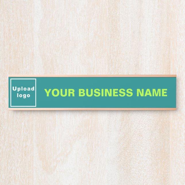 Business Name and Logo on Teal Green Long Hanging Door Sign (Front)