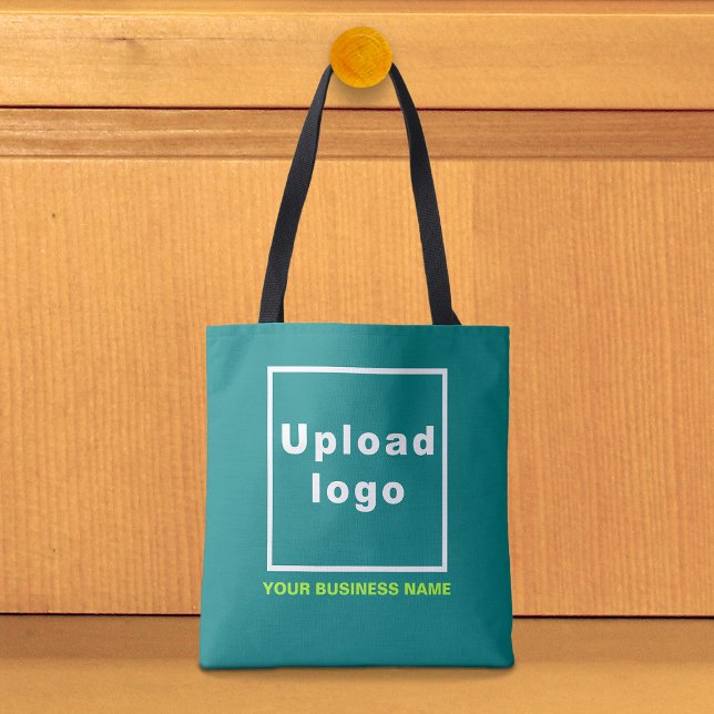 Business Name and Logo on Teal Green Tote Bag (Teal green tote bag with your business name and logo)