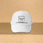 Business Name and Logo on Trucker Hat<br><div class="desc">White trucker hat that you can customize to put your business name. You can give it as giveaway item or gift to your customers. You can also include it in your marketing materials to advertise your business or in your promotional products to promote your brand name. Trucker hat with your...</div>