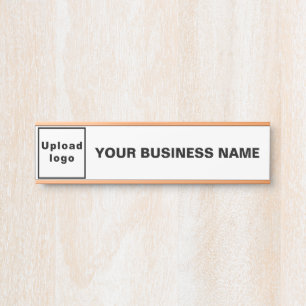 Business Name and Logo on White Hanging Door Sign
